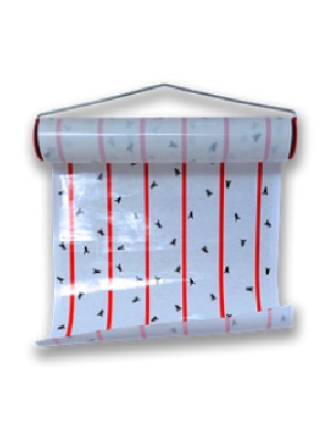 ROLLO ATRAPAMOSCAS 10*0,30 M CON RAYAS ROJAS