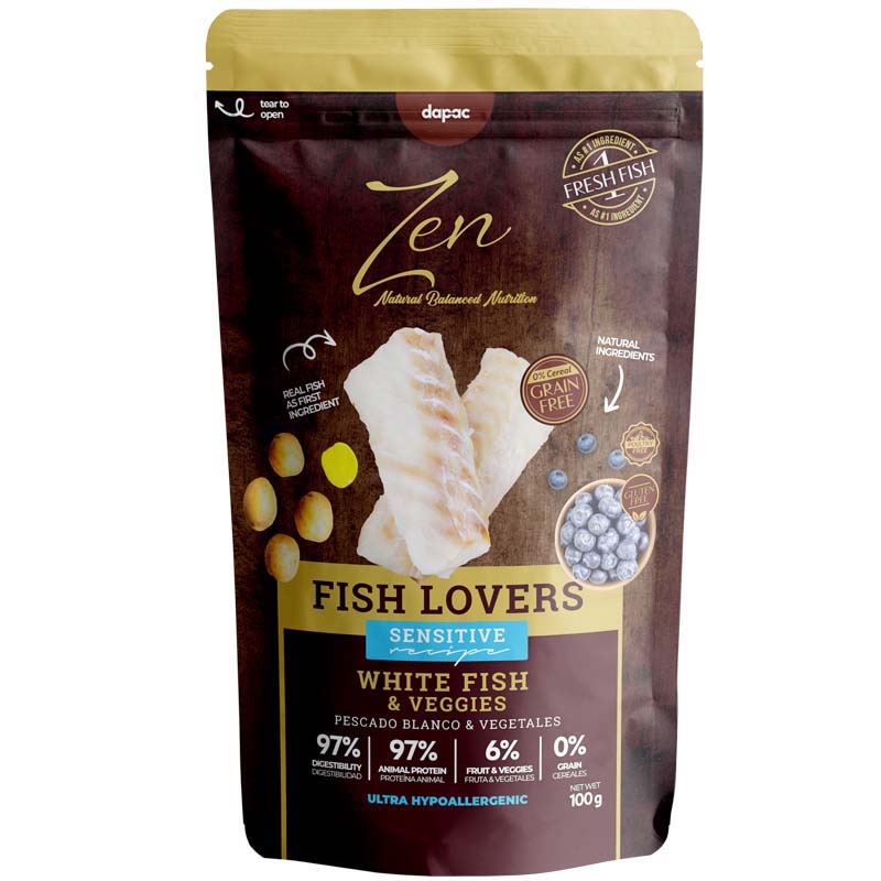 ZEN POUCHES FISH LOVERS PESCADO BLANCO 100 GR 12 UDS