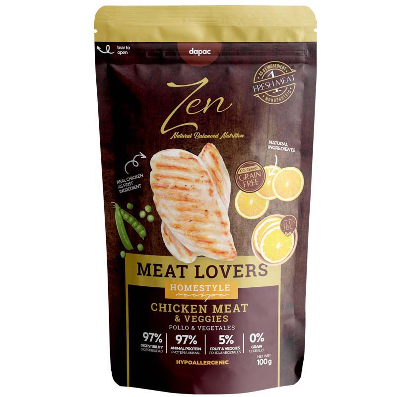 ZEN POUCHES MEAT LOVERS POLLO 100 GR 12 UDS